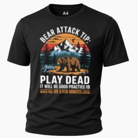 Bear Attack Tip Play Dead Funny Camping Hiking Mountain Cooling Performance Crew T-Shirt