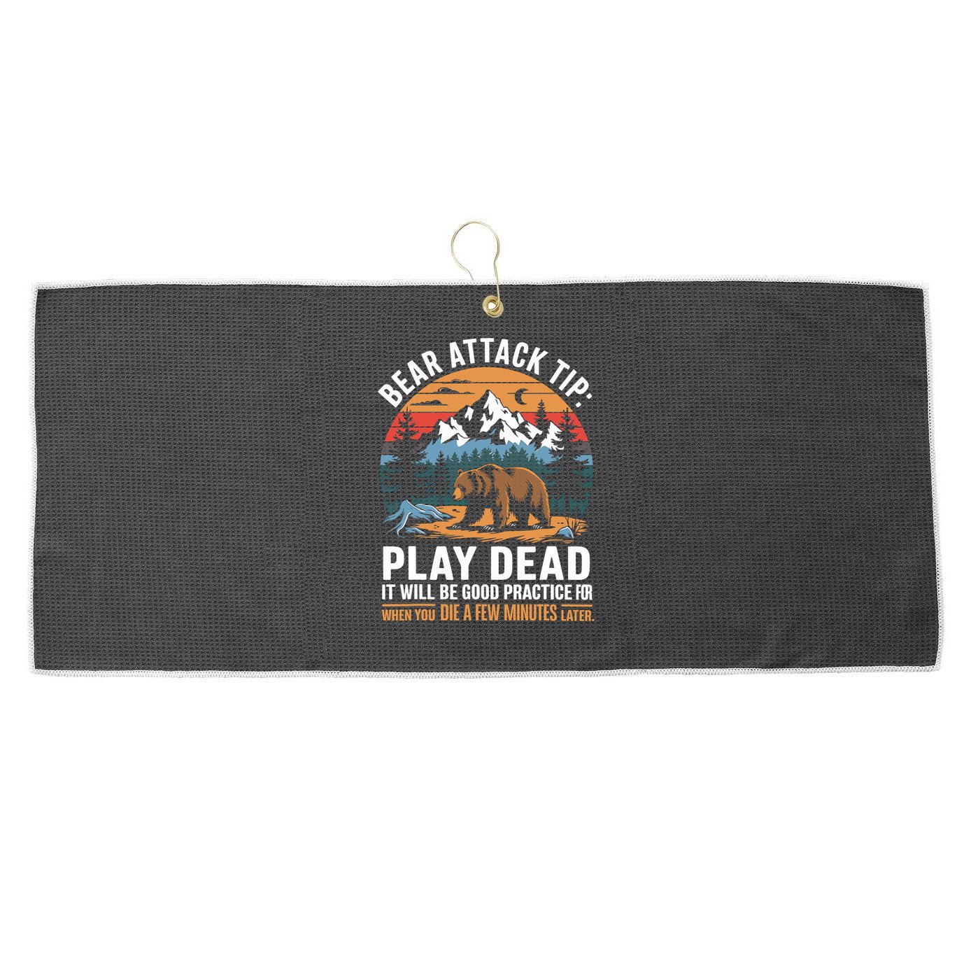 Bear Attack Tip Play Dead Funny Camping Hiking Mountain Large Microfiber Waffle Golf Towel