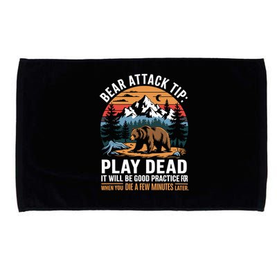 Bear Attack Tip Play Dead Funny Camping Hiking Mountain Microfiber Hand Towel