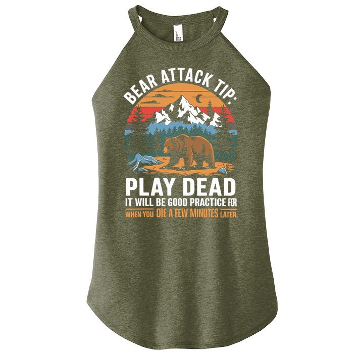 Bear Attack Tip Play Dead Funny Camping Hiking Mountain Women's Perfect Tri Rocker Tank