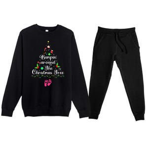 Bumpin Around The Christmas Tree Adult Humor Pregnancy Reveal Parentstobe Premium Crewneck Sweatsuit Set