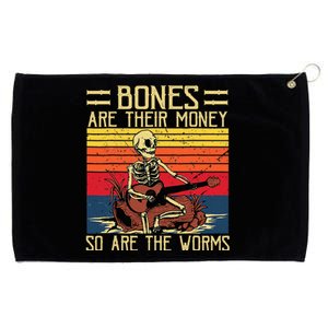 Bones Are Their Money Skeleton Playing Guitar Grommeted Golf Towel