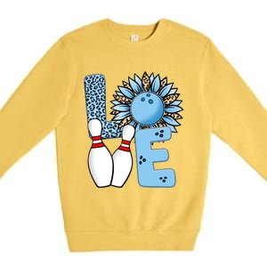 Bowling Alley T Shirts, Love Bowling Ally Leopard Sunflower Sports Ball Premium Crewneck Sweatshirt