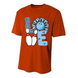 Bowling Alley T Shirts, Love Bowling Ally Leopard Sunflower Sports Ball Performance Sprint T-Shirt