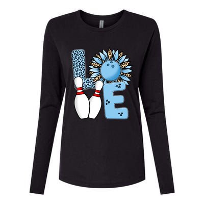 Bowling Alley T Shirts, Love Bowling Ally Leopard Sunflower Sports Ball Womens Cotton Relaxed Long Sleeve T-Shirt