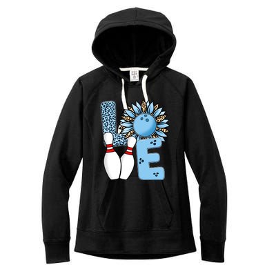 Bowling Alley T Shirts, Love Bowling Ally Leopard Sunflower Sports Ball Women's Fleece Hoodie