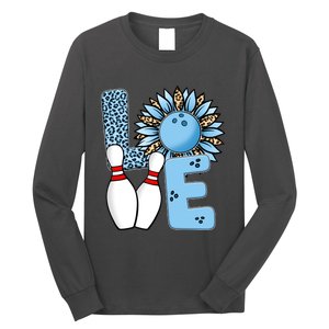 Bowling Alley T Shirts, Love Bowling Ally Leopard Sunflower Sports Ball Long Sleeve Shirt