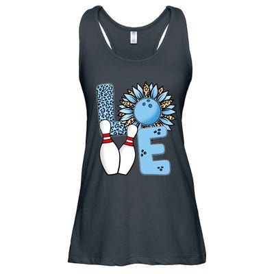 Bowling Alley T Shirts, Love Bowling Ally Leopard Sunflower Sports Ball Ladies Essential Flowy Tank