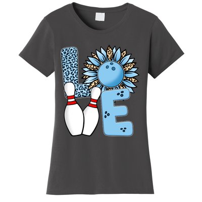 Bowling Alley T Shirts, Love Bowling Ally Leopard Sunflower Sports Ball Women's T-Shirt