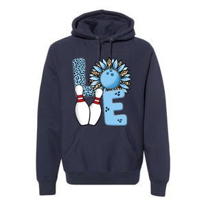 Bowling Alley T Shirts, Love Bowling Ally Leopard Sunflower Sports Ball Premium Hoodie