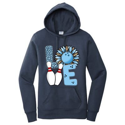 Bowling Alley T Shirts, Love Bowling Ally Leopard Sunflower Sports Ball Women's Pullover Hoodie