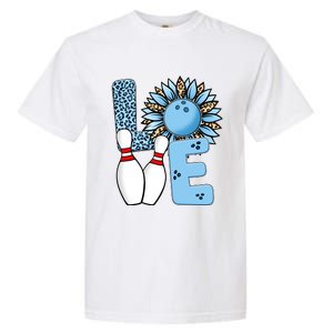 Bowling Alley T Shirts, Love Bowling Ally Leopard Sunflower Sports Ball Garment-Dyed Heavyweight T-Shirt