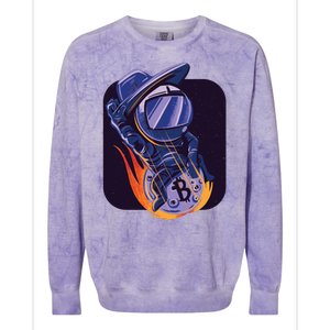 Bitcoin Astronaut To The Moon Colorblast Crewneck Sweatshirt