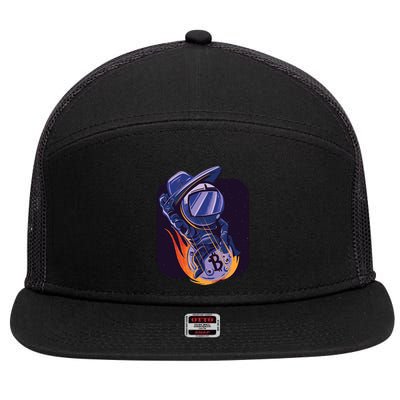 Bitcoin Astronaut To The Moon 7 Panel Mesh Trucker Snapback Hat