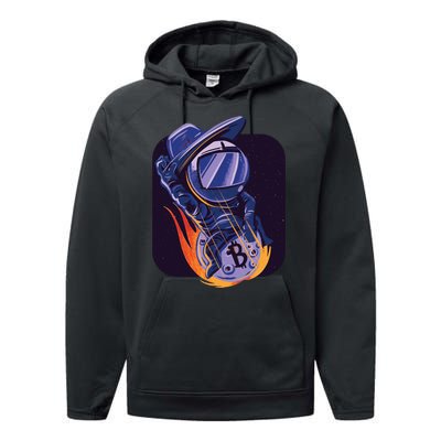 Bitcoin Astronaut To The Moon Performance Fleece Hoodie