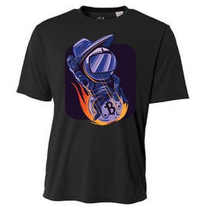 Bitcoin Astronaut To The Moon Cooling Performance Crew T-Shirt