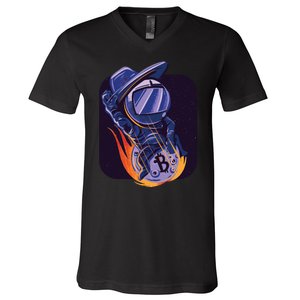 Bitcoin Astronaut To The Moon V-Neck T-Shirt