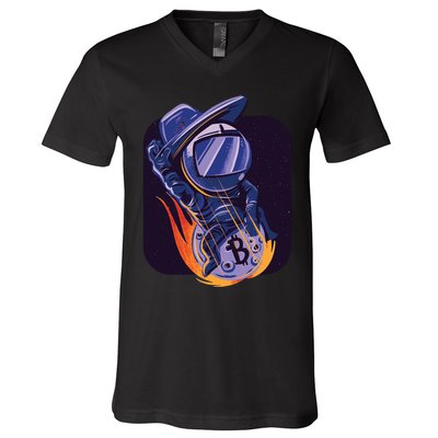 Bitcoin Astronaut To The Moon V-Neck T-Shirt