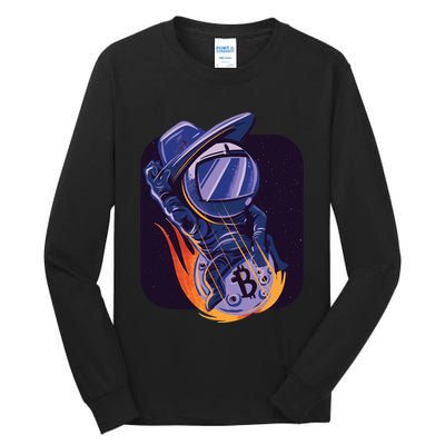 Bitcoin Astronaut To The Moon Tall Long Sleeve T-Shirt