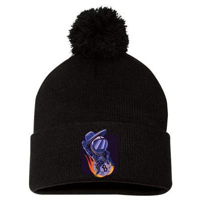 Bitcoin Astronaut To The Moon Pom Pom 12in Knit Beanie
