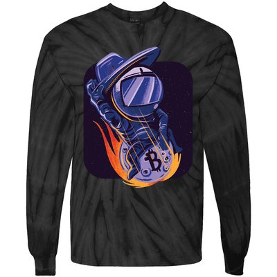 Bitcoin Astronaut To The Moon Tie-Dye Long Sleeve Shirt