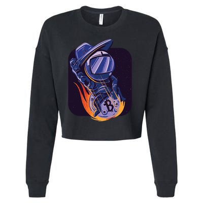 Bitcoin Astronaut To The Moon Cropped Pullover Crew