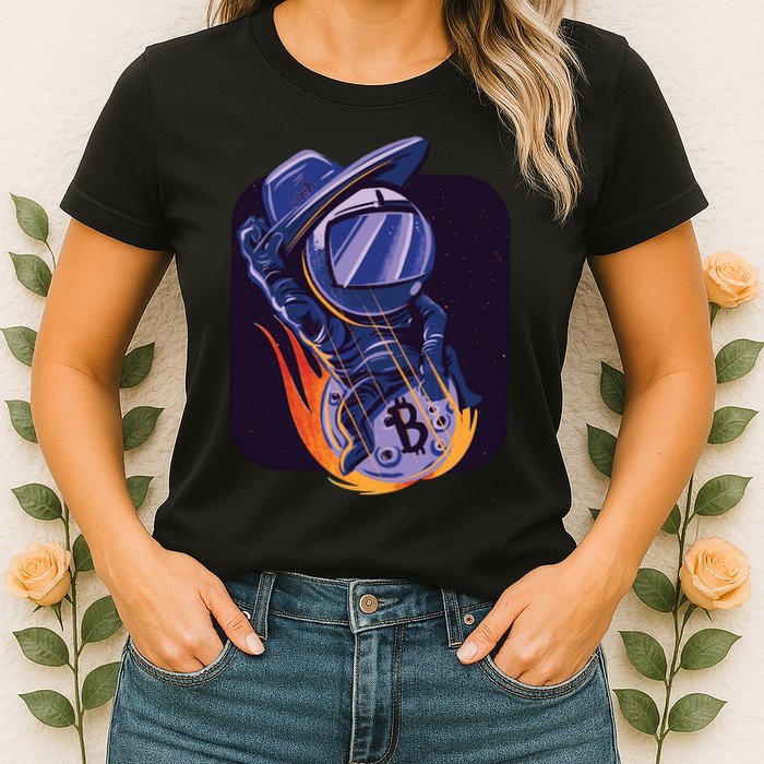 Bitcoin Astronaut To The Moon Womens T-Shirt
