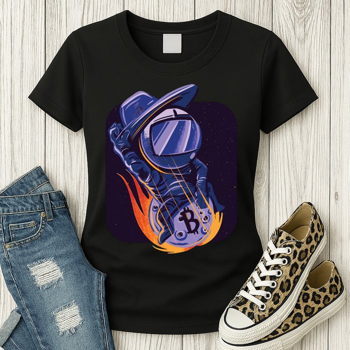 Bitcoin Astronaut To The Moon Womens T-Shirt
