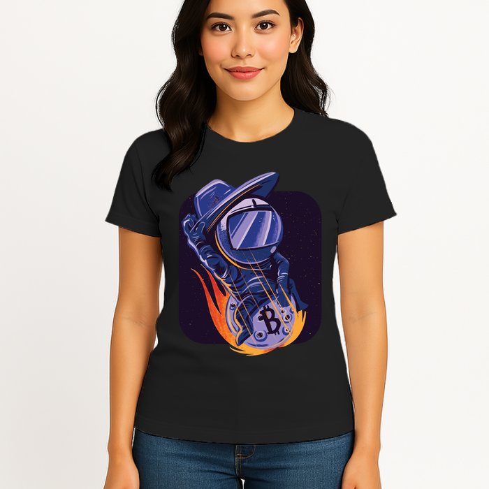 Bitcoin Astronaut To The Moon Womens T-Shirt