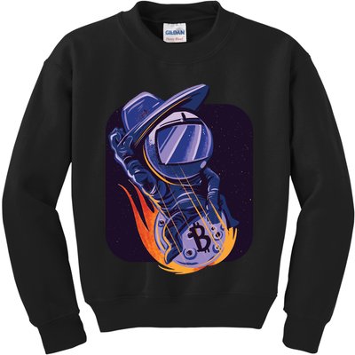 Bitcoin Astronaut To The Moon Kids Sweatshirt