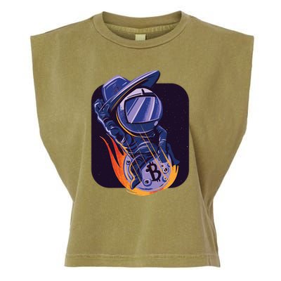 Bitcoin Astronaut To The Moon Garment-Dyed Women's Muscle Tee