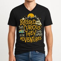 Blessed Are The Curious For They Shall Have Adventures V-Neck T-Shirt