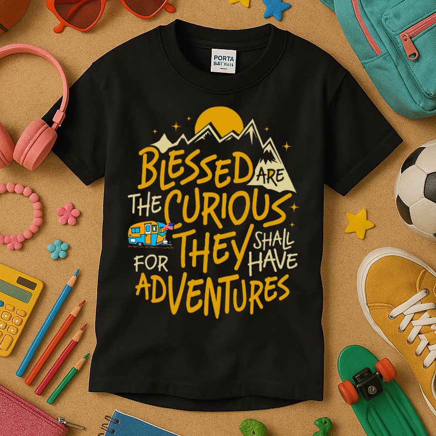 Blessed Are The Curious For They Shall Have Adventures Kids T-Shirt