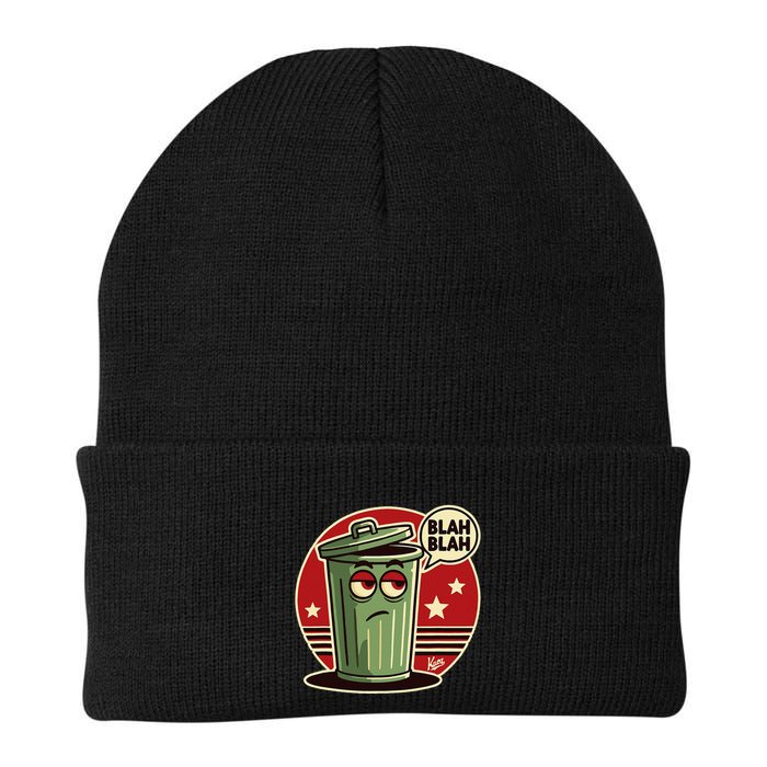 Boring Annoyed Trash Can With Blah Blah Speech Bubble Knit Cap Winter Beanie