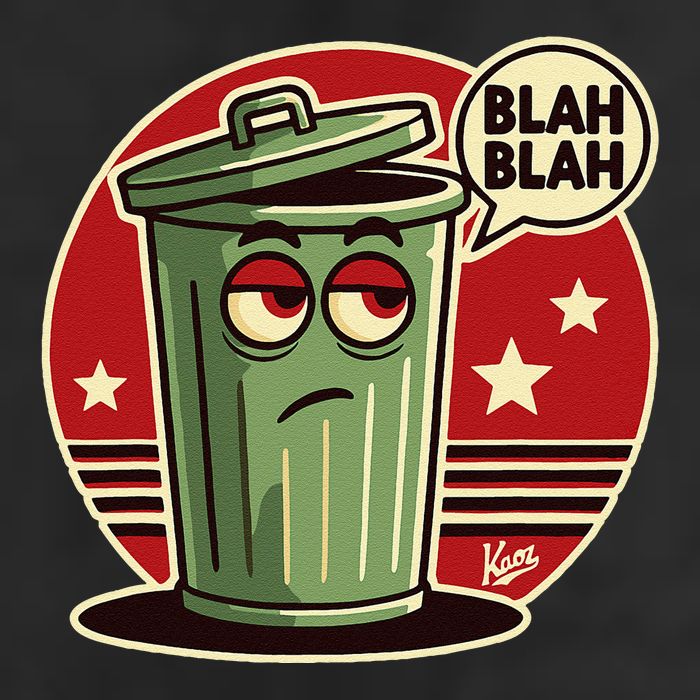 Boring Annoyed Trash Can With Blah Blah Speech Bubble Knit Cap Winter Beanie