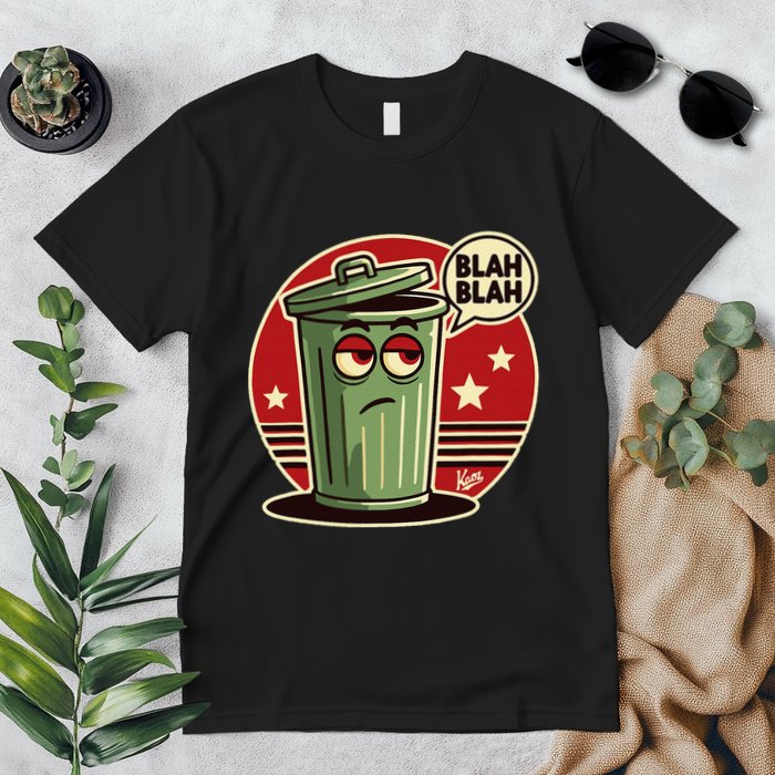 Boring Annoyed Trash Can With Blah Blah Speech Bubble Premium T-Shirt