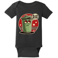 Boring Annoyed Trash Can With Blah Blah Speech Bubble Baby Bodysuit