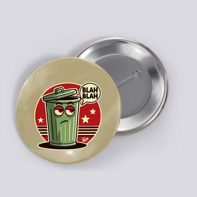 Boring Annoyed Trash Can With Blah Blah Speech Bubble Button
