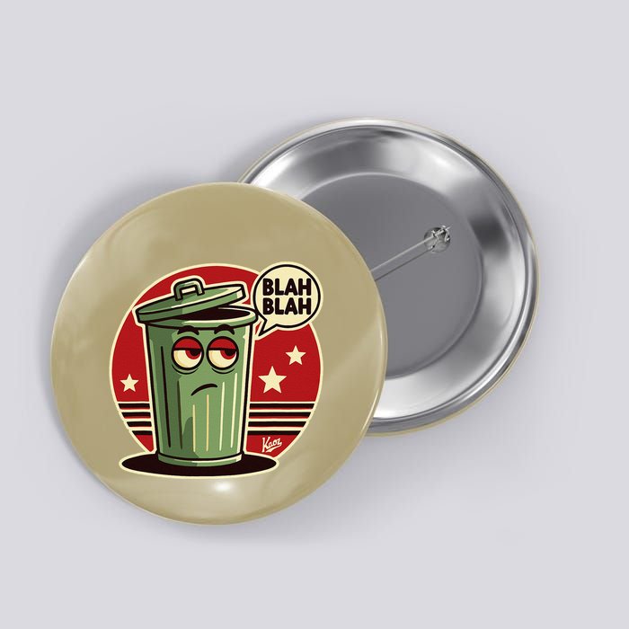 Boring Annoyed Trash Can With Blah Blah Speech Bubble Button