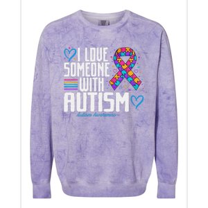 Blue Autism tee I love Someone with Autism Awareness Colorblast Crewneck Sweatshirt