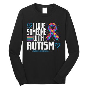 Blue Autism tee I love Someone with Autism Awareness Long Sleeve Shirt