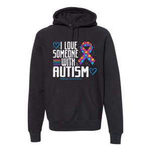 Blue Autism tee I love Someone with Autism Awareness Premium Hoodie