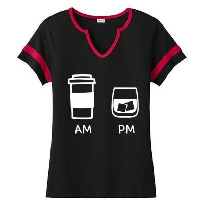 Big And Tall Am To Pm Coffee Whisky Rum Tequila Vodka Ladies Halftime Notch Neck Tee