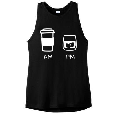 Big And Tall Am To Pm Coffee Whisky Rum Tequila Vodka Ladies PosiCharge Tri-Blend Wicking Tank