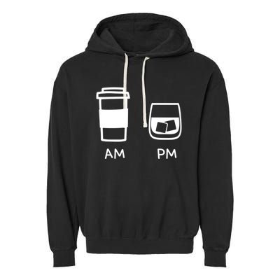 Big And Tall Am To Pm Coffee Whisky Rum Tequila Vodka Garment-Dyed Fleece Hoodie