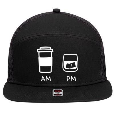 Big And Tall Am To Pm Coffee Whisky Rum Tequila Vodka 7 Panel Mesh Trucker Snapback Hat
