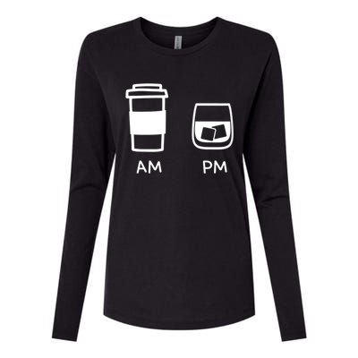 Big And Tall Am To Pm Coffee Whisky Rum Tequila Vodka Womens Cotton Relaxed Long Sleeve T-Shirt