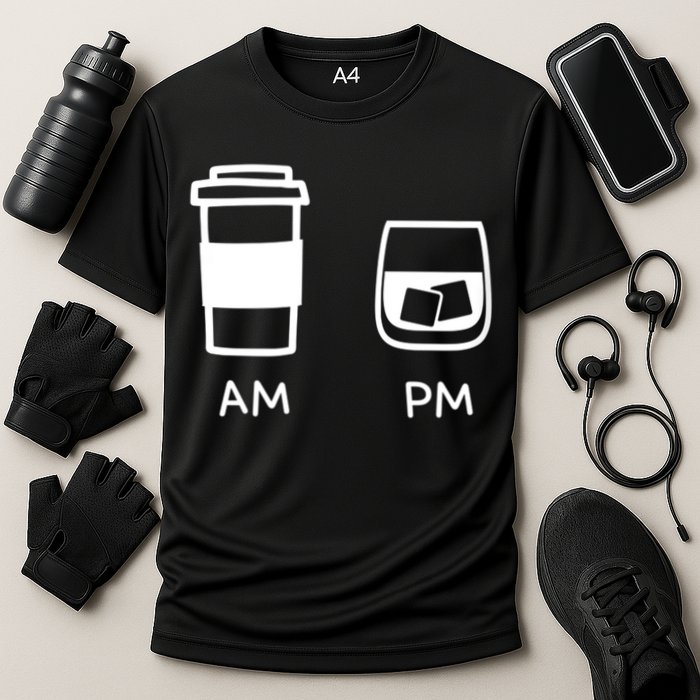 Big And Tall Am To Pm Coffee Whisky Rum Tequila Vodka Cooling Performance Crew T-Shirt