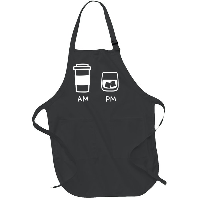 Big And Tall Am To Pm Coffee Whisky Rum Tequila Vodka Full-Length Apron With Pockets