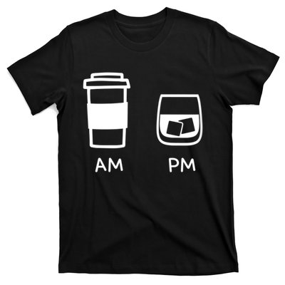 Big And Tall Am To Pm Coffee Whisky Rum Tequila Vodka T-Shirt